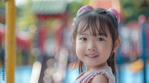 Portrait of a Smiling Girl at Playground