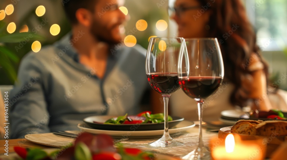 Obraz premium Romantic Dinner Setting with Wine Glasses