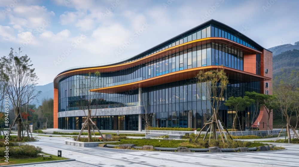 Obraz premium Modern Architecture Building with Curved Design