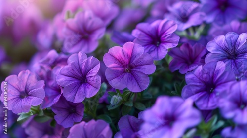 Purple Petunia Blossoms in Full Bloom
