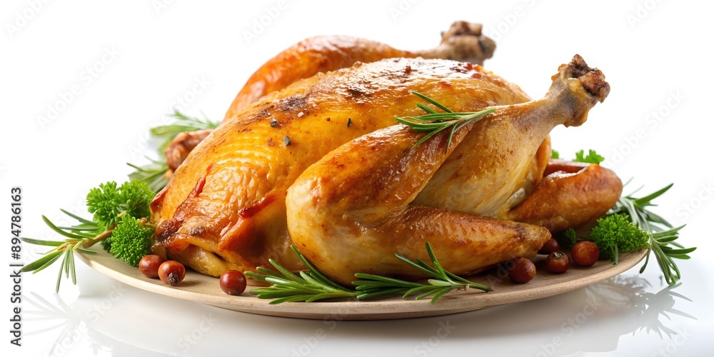 roasted chicken on a white background AI Generative roasted chicken on a white background AI Generative