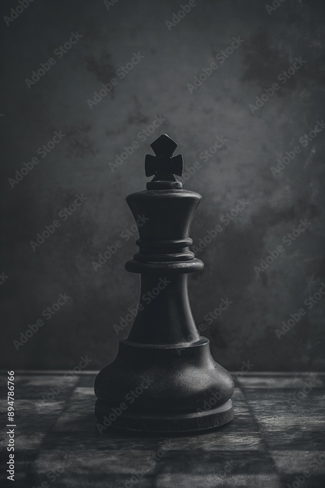 Moody photograph of a chess king piece on a dark background, emphasizing power and solitude. Moody photograph of a chess king piece on a dark background, emphasizing power and solitude.