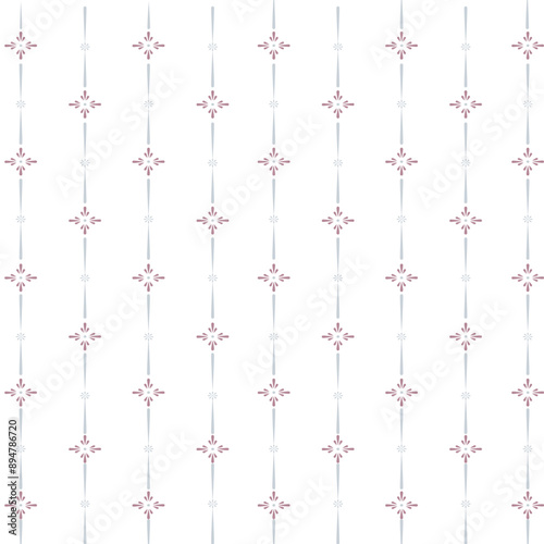 Contemporary Thai art, small and large floral patterns, white background for background, fabric pattern, vector illustration.