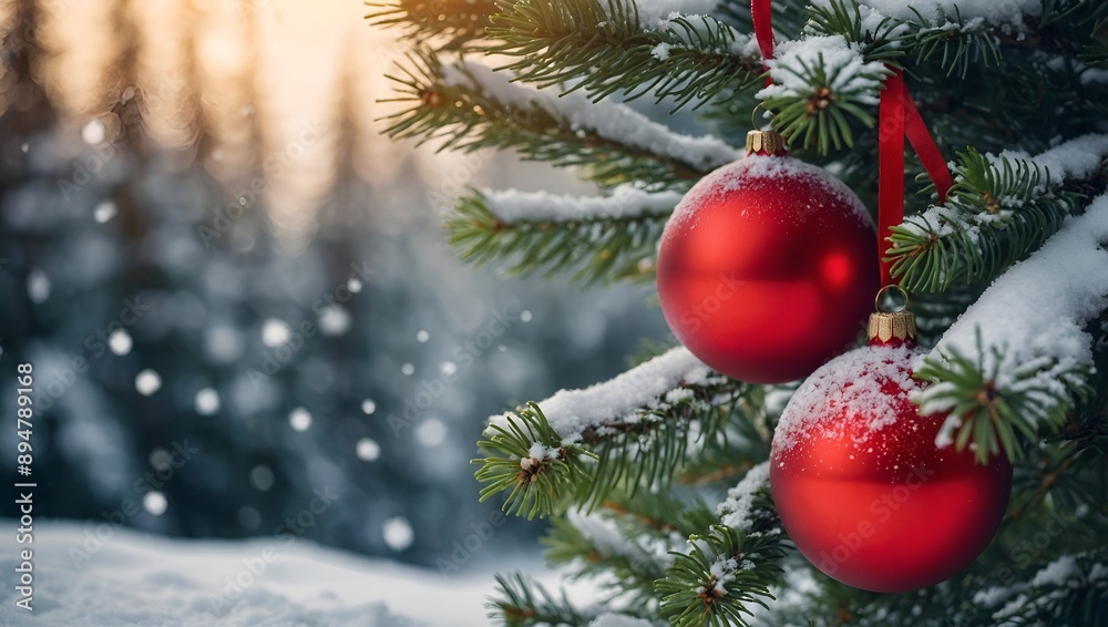 generative ai A vibrant red Christmas ornament hanging delicately from a snow-dusted evergreen branch, symbolizing the joy and warmth of the holiday season
generative ai A vibrant red Christmas ornament hanging delicately from a snow-dusted evergreen branch, symbolizing the joy and warmth of the holiday season