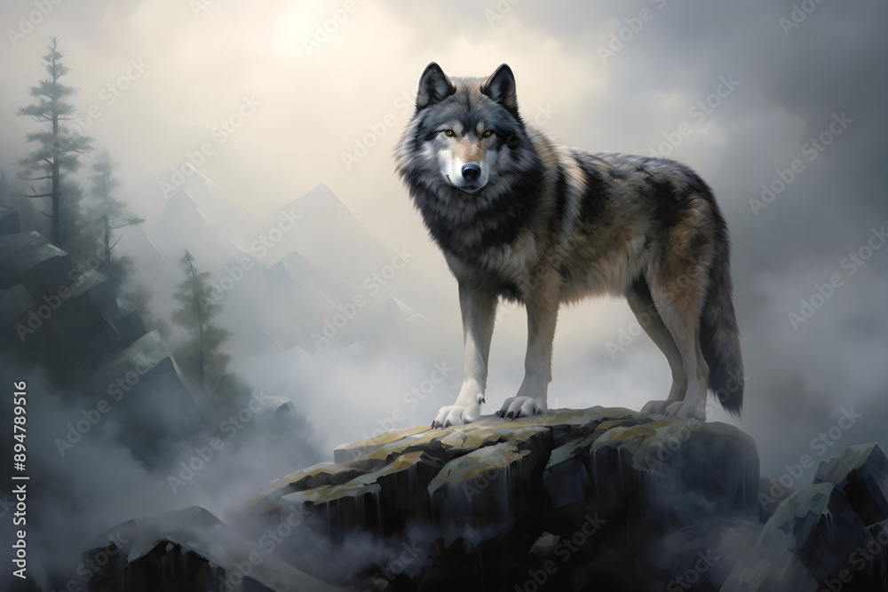 Dire Wolf - A Majestic Depiction of Extinct Canine Wilderness in Palaeolithic Era Dire Wolf - A Majestic Depiction of Extinct Canine Wilderness in Palaeolithic Era