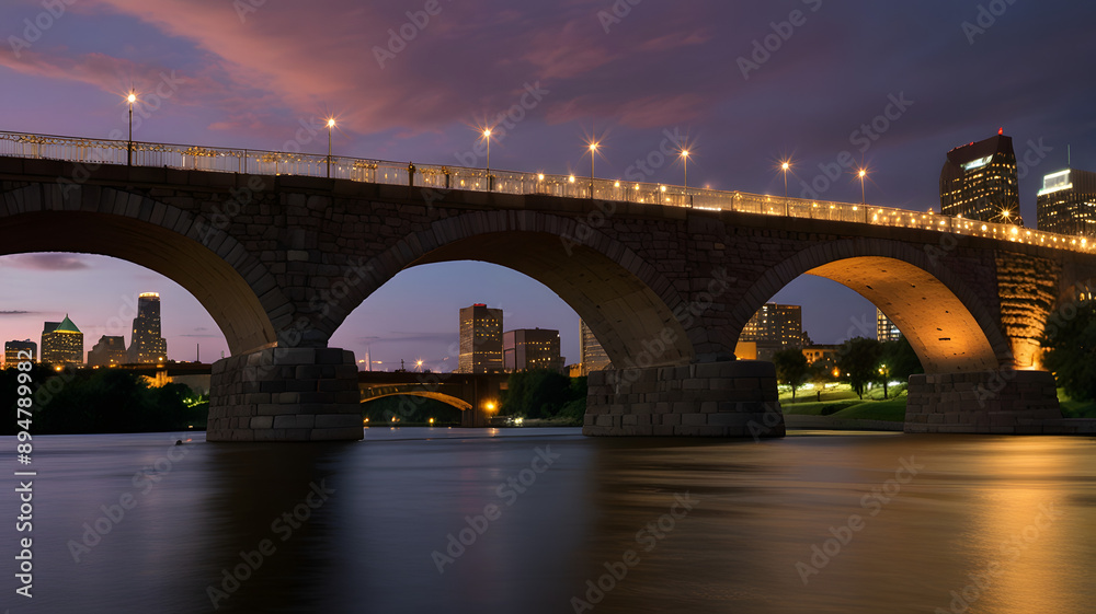 Fototapeta premium charles bridge at night over the city lights, river, ai generated
