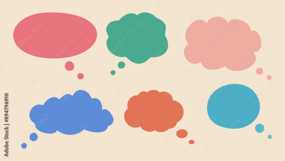 Empty speech bubbles set on beige background. Speech balloons templates for communication vector icons bundle Empty speech bubbles set on beige background. Speech balloons templates for communication vector icons bundle