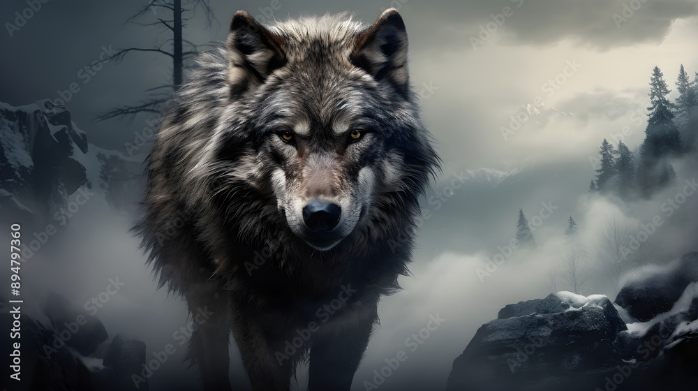 Dire Wolf - A Majestic Depiction of Extinct Canine Wilderness in Palaeolithic Era Dire Wolf - A Majestic Depiction of Extinct Canine Wilderness in Palaeolithic Era