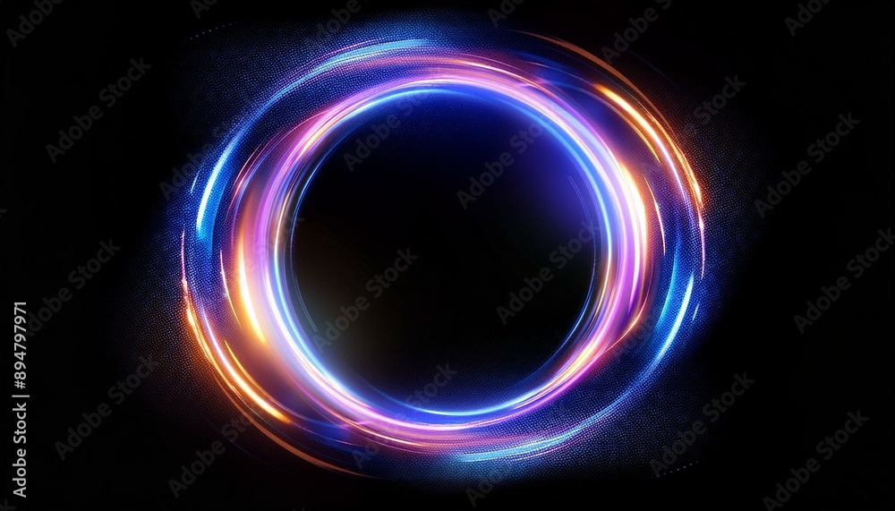 Radiant Circle: Isolated Neon Frame Effect Radiant Circle: Isolated Neon Frame Effect
