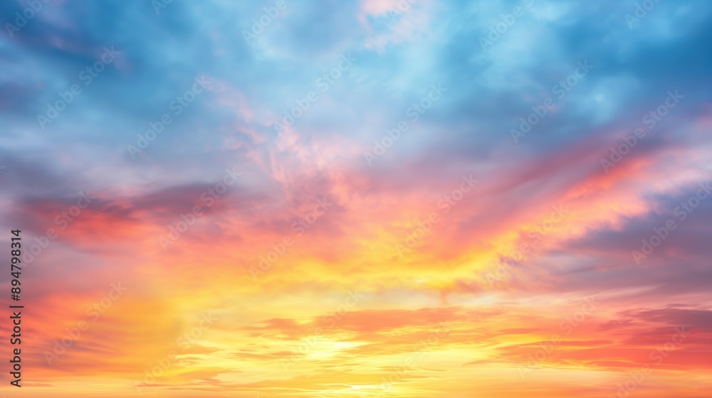 Obraz premium Sunset clouds, vibrant sky element, impressionist style, warm hues