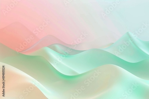 Abstract background with pastel green and pink gradient color waves