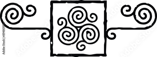 Celtic Square Stamp - Spiral Lines, Triskele Symbol