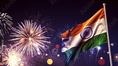Indian flag waving with fir...