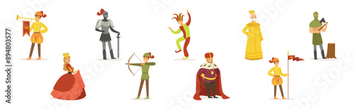 Medieval People Characters from European Historic Period Vector Set