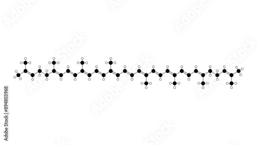 lycopene molecule, structural chemical formula, ball-and-stick model, isolated image e160d photo