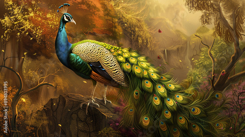 Majestic peacock with vibra...