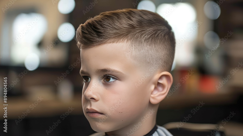 A boy with a crew cut hairstyle, simple and neat A boy with a crew cut hairstyle, simple and neat