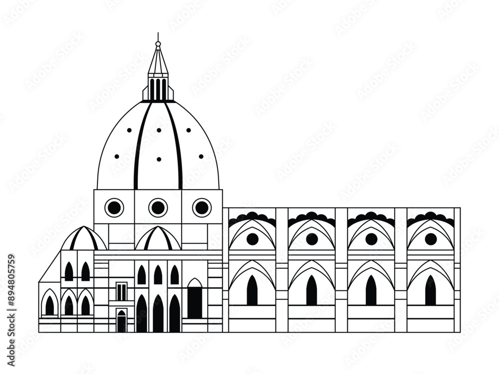 Travel Italy Icon with Santa Maria del Fiore