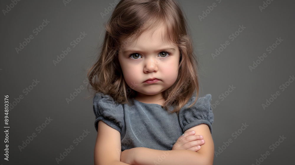 Angry little girl with crossed arms, glaring at the camera with an unhappy expression. Mad female kid, studio shot, frustrated and annoyed toddler child emotion Angry little girl with crossed arms, glaring at the camera with an unhappy expression. Mad female kid, studio shot, frustrated and annoyed toddler child emotion