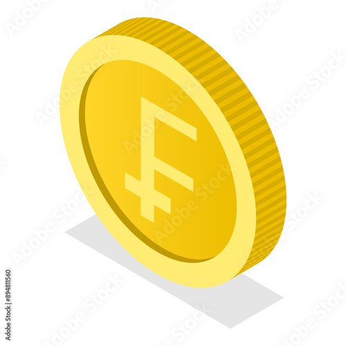 3D Isometric Flat Illustration of World Currency Coins, Elements of Design. Item 6