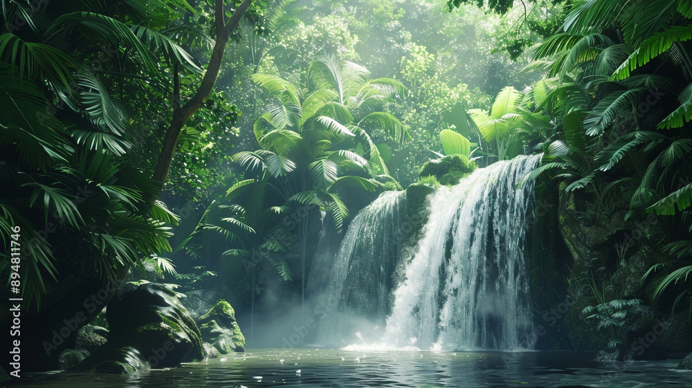 waterfall in the jungle generated by AI technology waterfall in the jungle generated by AI technology