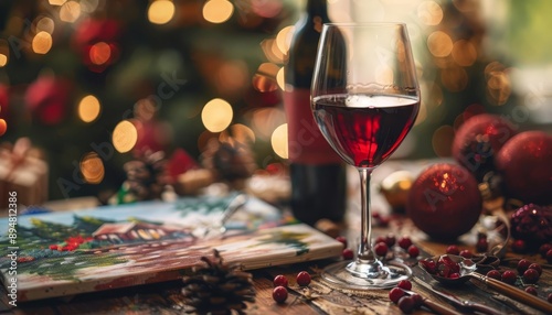 A holidaythemed wine and paint night, creating festive scenes while enjoying local wines