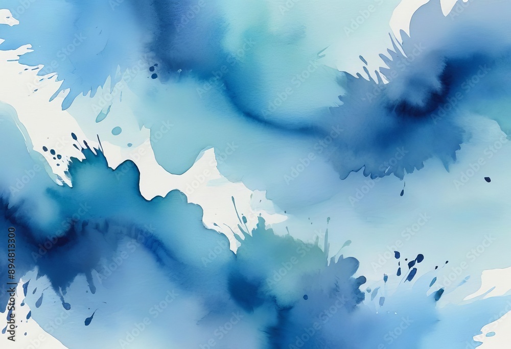 Obraz premium Beautiful Abstract pale blue color flowing watercolor background, Watercolor painted canvas background. banner.