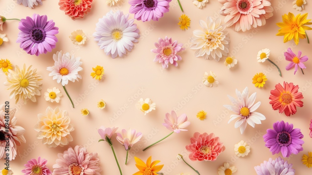 Colorful Flower Arrangement on a Pastel Background Colorful Flower Arrangement on a Pastel Background