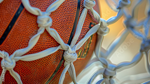 A Basketball Swishing Through the Net in Ultra High Definition, Captured with Aluminum Elements and Sharp Focus in the Style of Nabis