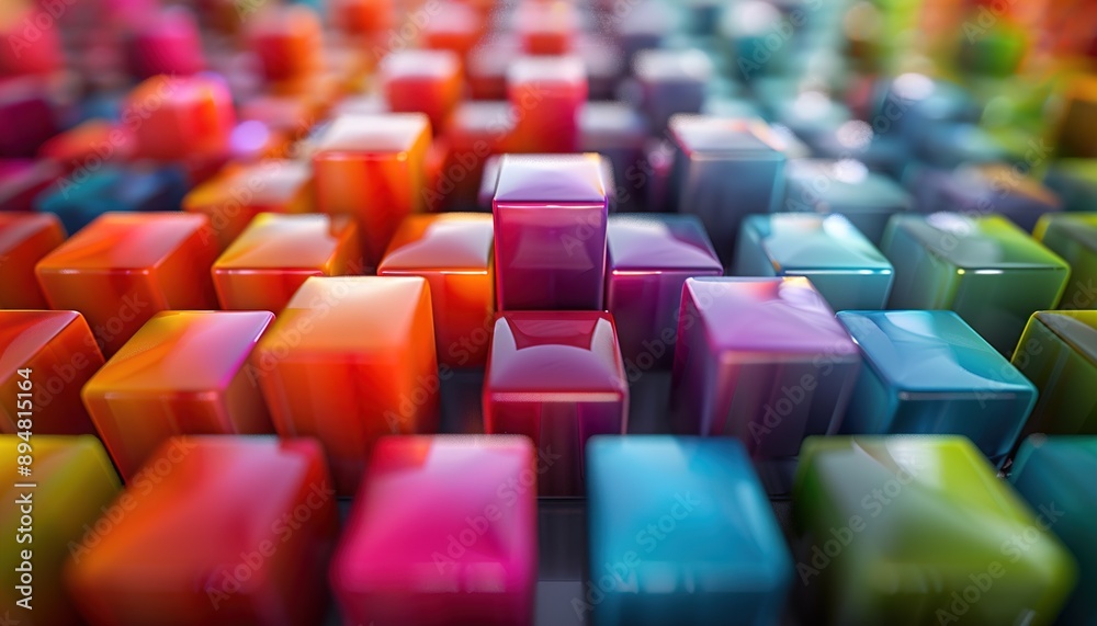 Obraz premium Connected colorful cubes,