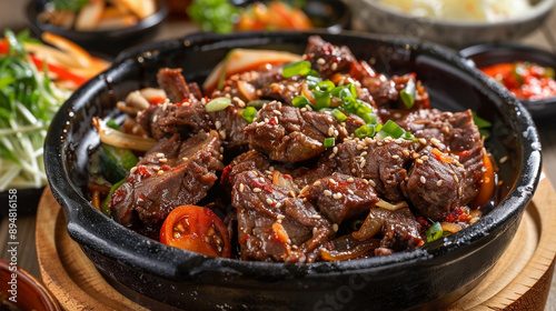 Delicious pork ribs in sauce, Korean dish