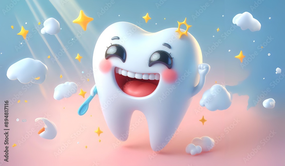 Fototapeta premium Primary teeth are a child's first set of teeth that should be properly cared for.