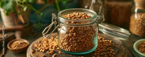 Dried fenugreek seeds in a glass jar, natural diabetes remedy