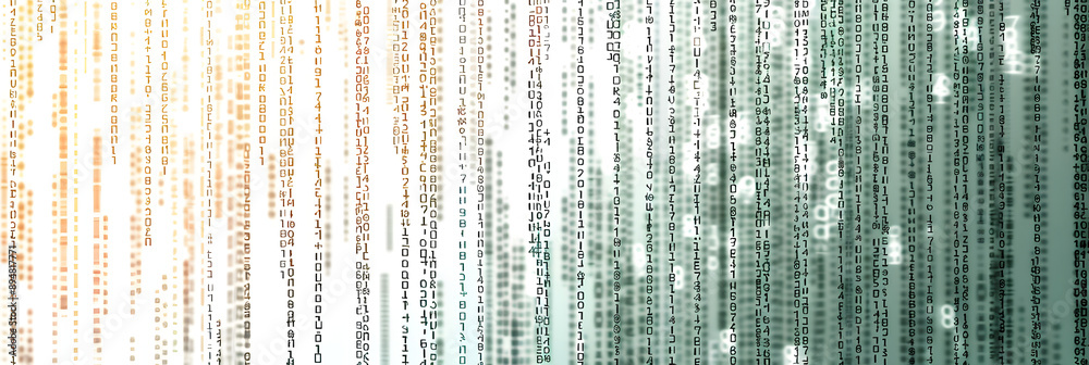 Matrix background. Running binary code on white background. Falling ...