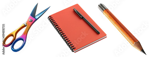 School Supplies Isolated on Transparent Background
