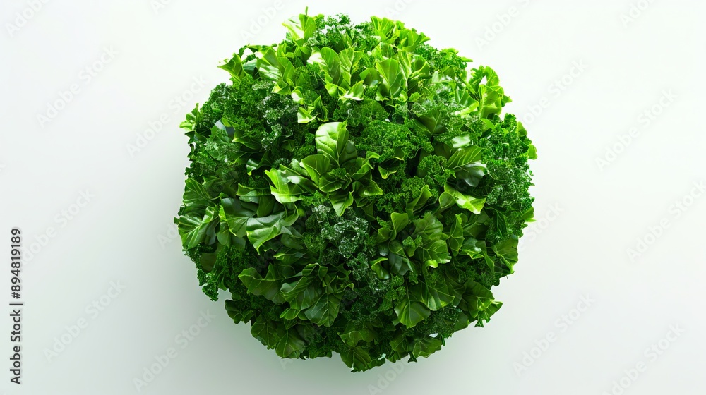 Obraz premium A green ball of leaves on a white background.
