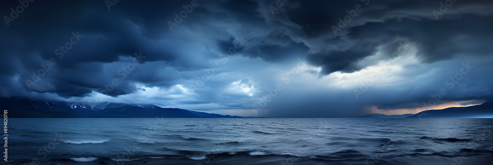 Naklejka premium Dark, Menacing Thunderclouds Approaching: The Calm before the Storm