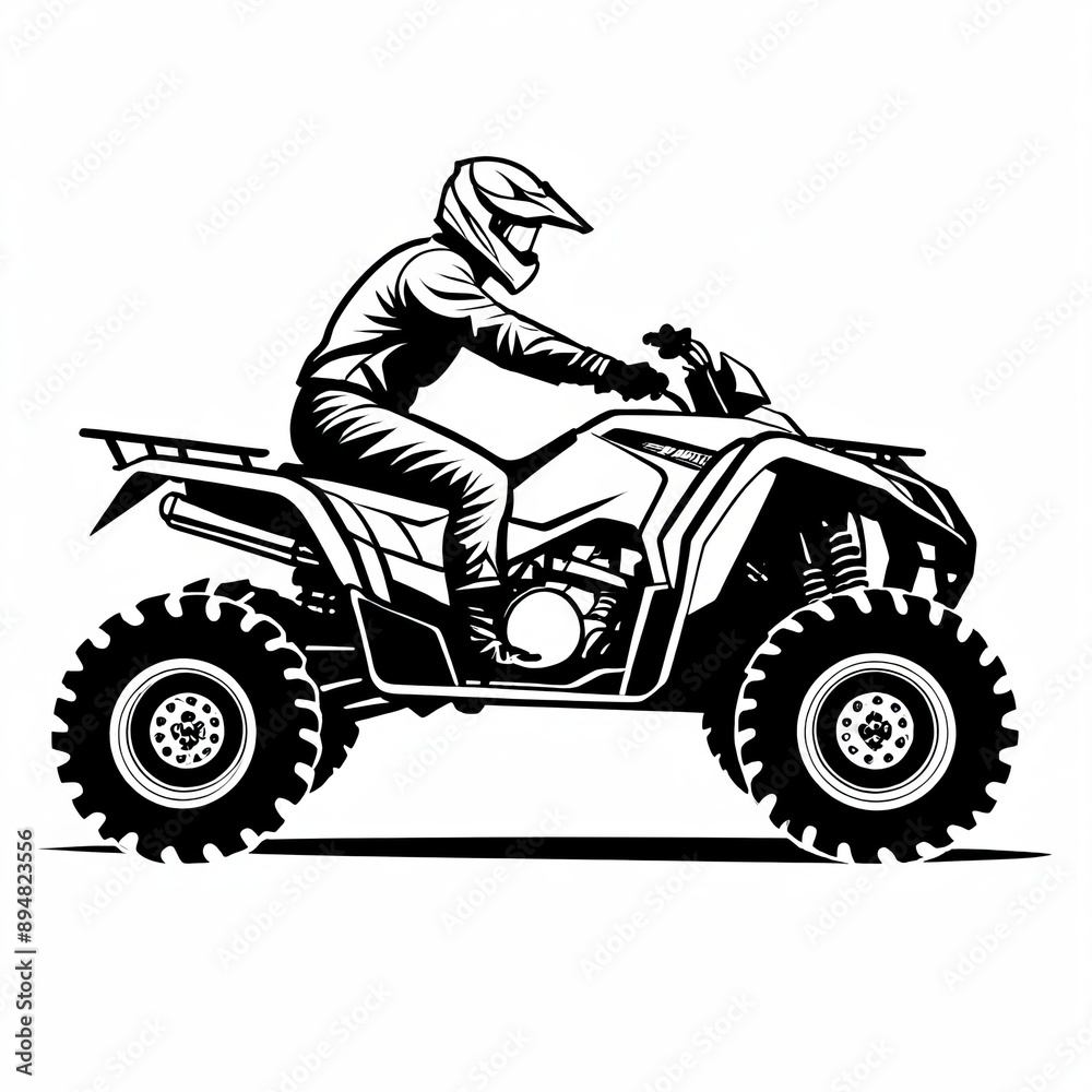 Extreme Sports Quad Bike Rider Silhouette Illustration Extreme Sports Quad Bike Rider Silhouette Illustration
