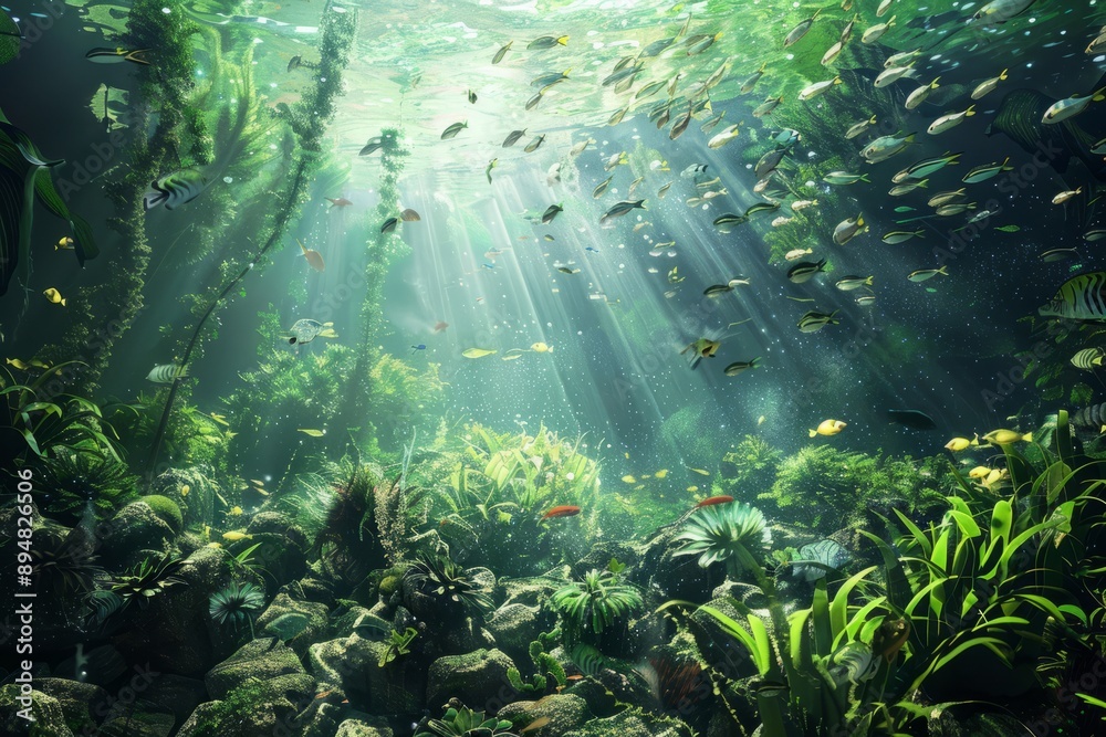 Underwater ecosystem concept. Underwater ecosystem concept.