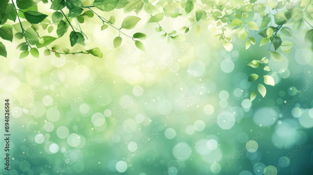 A serene background featuring soft green leaves and blurred bokeh lights, ideal for nature-themed designs and calming atmospheres. A serene background featuring soft green leaves and blurred bokeh lights, ideal for nature-themed designs and calming atmospheres.