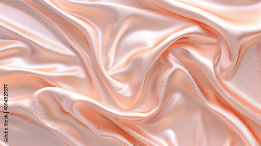 Light peach pink silk satin fabric with elegant drapery and soft folds. Light peach pink silk satin fabric with elegant drapery and soft folds.