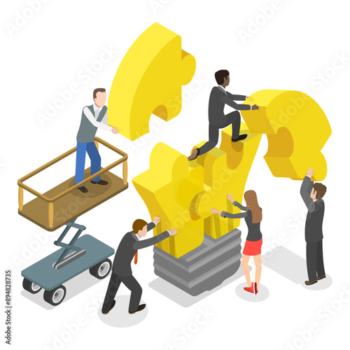 3D Isometric Flat Vector Illustration of Teamwork, Partnership for Achieving Team Success. Item 3