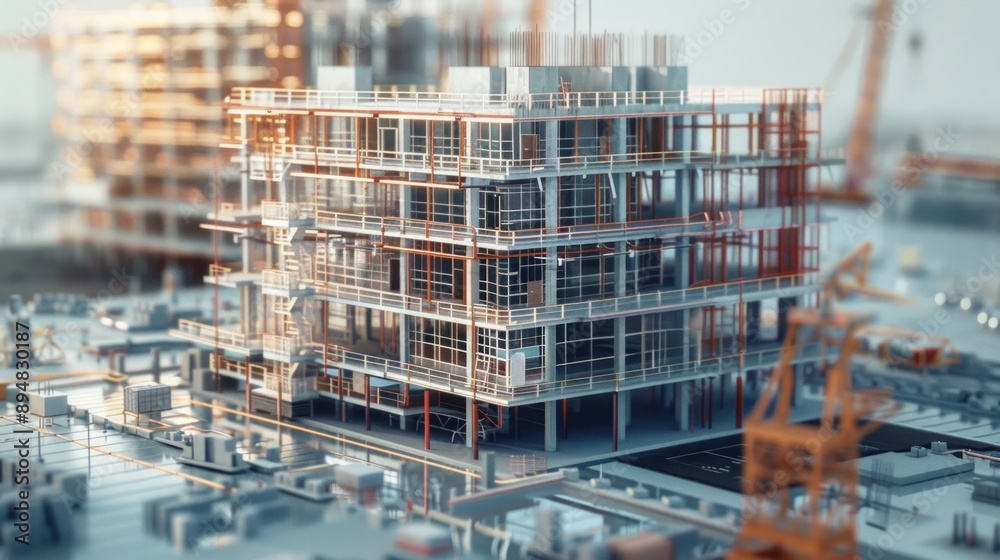 Generate a photo realistic image of a construction project displaying financial projection charts and budgeting plans; ensure the image is of high resolution Generate a photo realistic image of a construction project displaying financial projection charts and budgeting plans; ensure the image is of high resolution