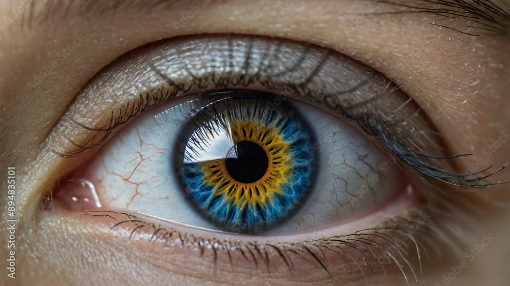 Fototapeta premium Macro Photograph of a Human Eye with Vibrant Iris Detail 