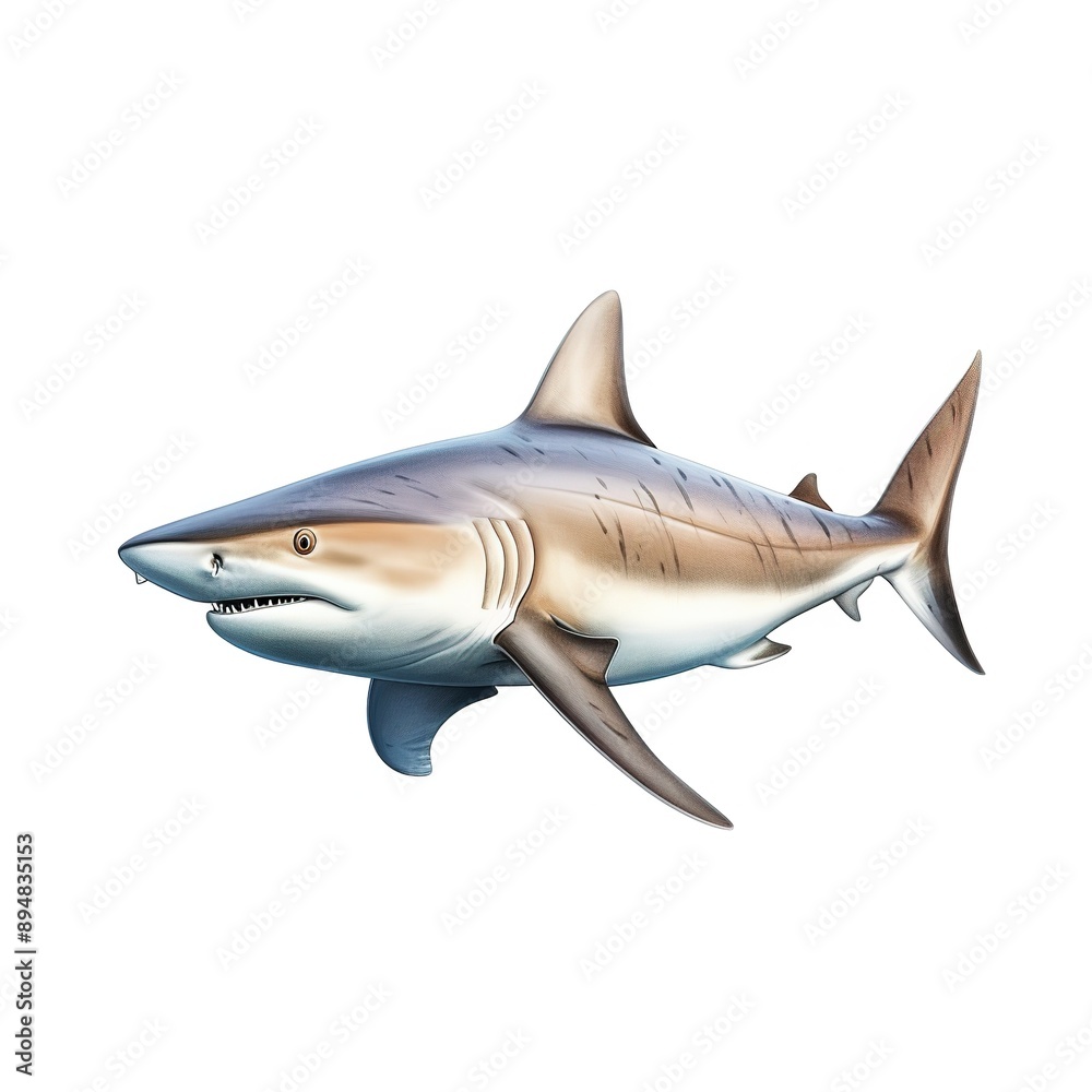 Naklejka premium Sandbar shark Carcharhinus plumbeus. thick oil paint illustrator.