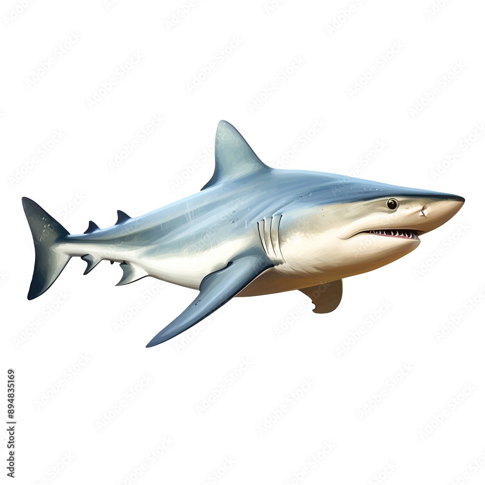 Naklejka premium Sandbar shark Carcharhinus plumbeus. thick oil paint illustrator.