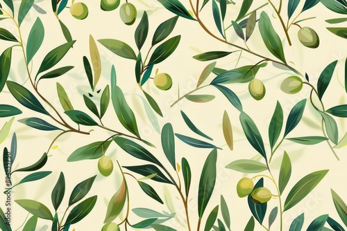 Wallpaper Mural Olive tree branches seamless pattern Torontodigital.ca
