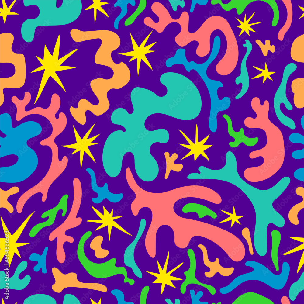 Fine art mixed media abstaract shapes and bright forms seamless pattern. Doodle cartoon style. Fine art mixed media abstaract shapes and bright forms seamless pattern. Doodle cartoon style.