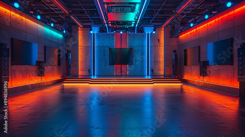 Futuristic corridor with ne...