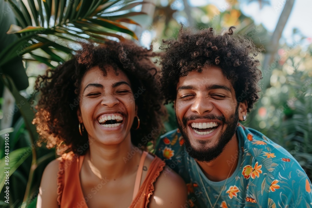 Portrait of a cheerful couple in their 20s laughing Portrait of a cheerful couple in their 20s laughing